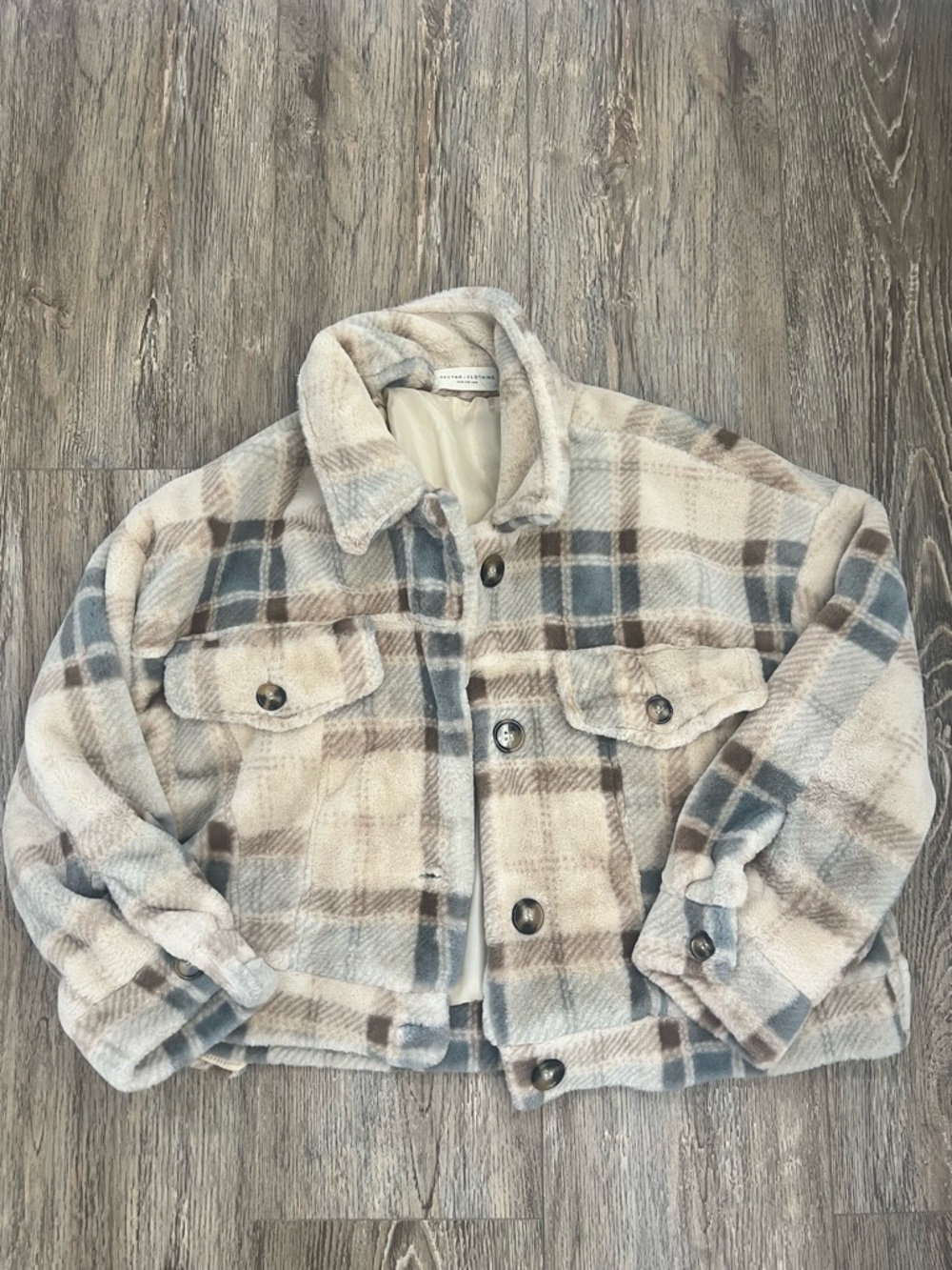 Plaid Sherpa Oversized Jacket - Cropped